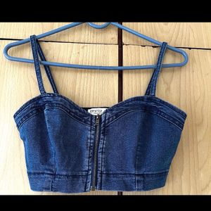 BERSHKA DENIM BRALETTE TOP