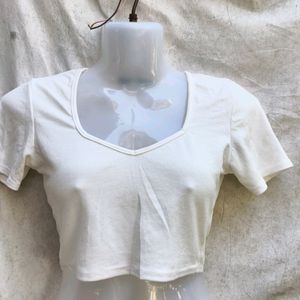 PRETTYLITTLETHINGS SEXY OFF WHITE CROP TOP