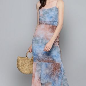 Sassafras Blue Brown Tie Dye Dress