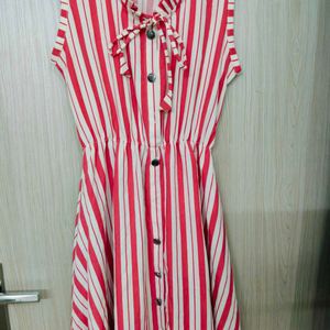 Pink And White Striped Dress