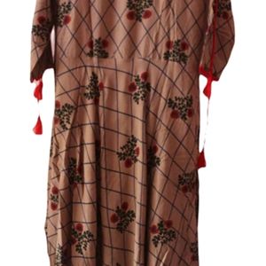 Women Embroidered Calf Length Kurta, Grey