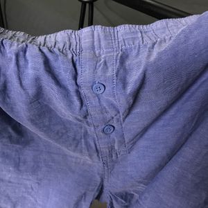 Soft Linen Night Shorts In Mauve Blue