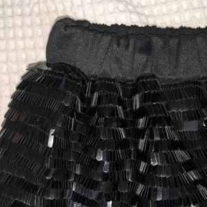 Black Sequin Party Mini Skirt