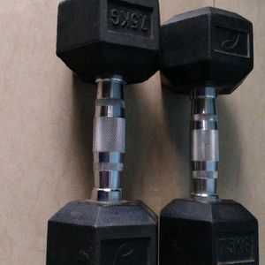 2 × 7.5 KG PREMIUM RUBBER COATED DUMBBELL