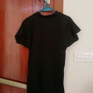 Pure Black High Neck T Shirt