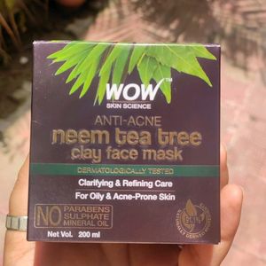 Wow Anti Acne Neem Tea Tree Clay Face Mask