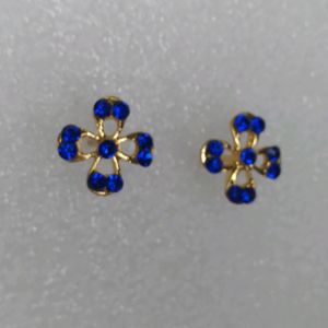 Blue  Flower Stone Stud