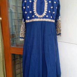 Astonishing Navy blue and Pink Anarkali kurta an