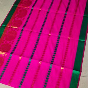 Beautiful Rose Colour Cotton Silk Saree