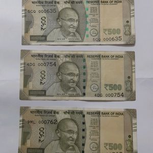 Fancy Number Five Hundred Rs Note Pack Of 3