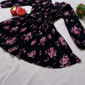 Black With Flowers Print Kurti