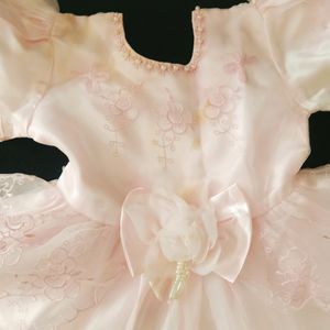 Baby Pink Frock With Moti Work