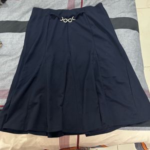 Navy Blue Knee Length Skirt