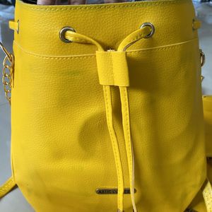 Yellow Drum Shape Sling Bag