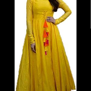 Hand Work Mustard Ethnic Gown