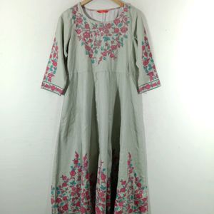 Light Green Floral Print Kurta (Women's)