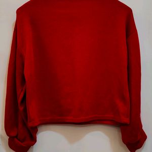 Dark Red Ribbed sweater crop T-shirt♥️