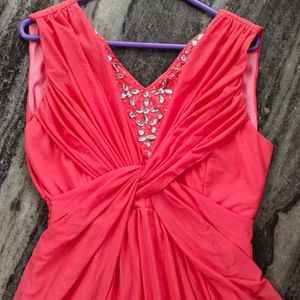 Sleeveless Coral Pink Formal Dress