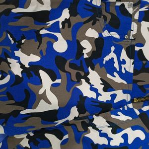 Blue And White Army Print Jaggings