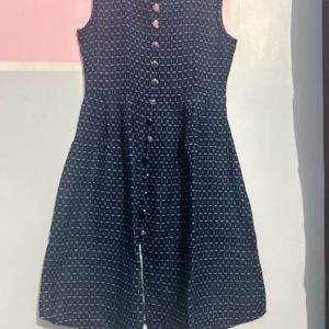 Blue Casual Check Print Dress