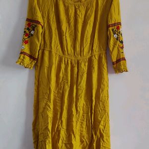 YELLOW COLD SHOULDER DRESS