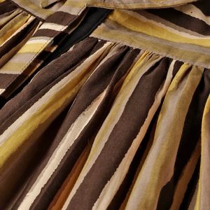 Beige And Coffee Brown Strip Dress