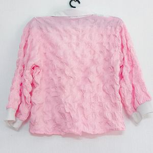 MANGO Pink Collared Neck Pullover