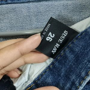 Blue Damaged Jeans For Women