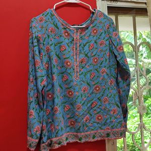 Blue Short Kurti In Size M