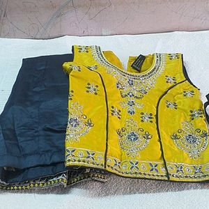 Yellow Colour Kids Lehenga...