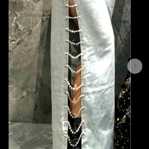 Side Slit Rhinestone Hanging Wide Legged Jeans