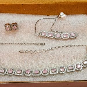 American Diamond Chain And Earrings