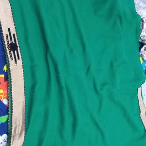 Dark Green Saree With Stone Border