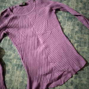 RICH PURPLE RIBBED TOP| FREE SIZE