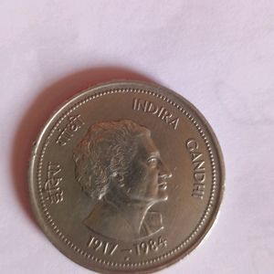 Indra Gandhi 5 Ruppes Coin