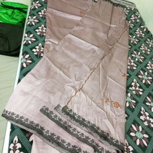 🥳mauve Pink Color Embroidery Saree🥳