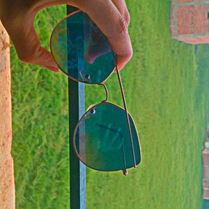 Golden Rimmed Blue Sunglasses