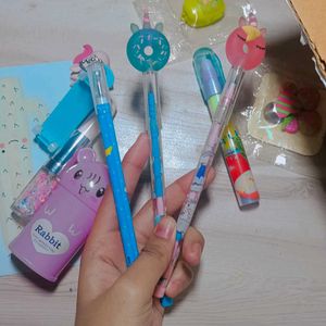 Stationery Set Of 12 Kawaii Cute Pink+Blue+Green