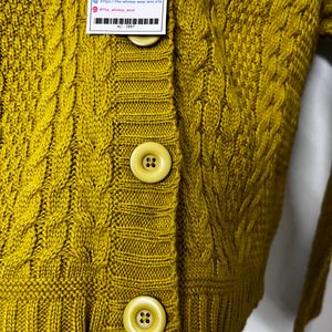 Mustard Colour Crop Cardigan