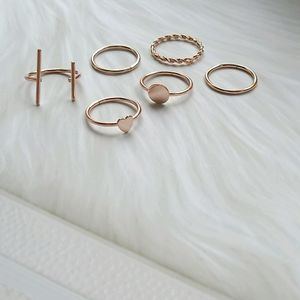 Rose Gold Stackable Rings ( Set Of 6)