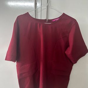 Maroon L Size Marie Claire Panelled Top