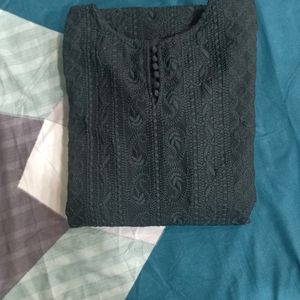 Black Lakhnawi Chikankari Kurti