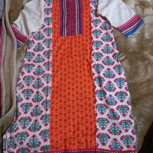 Multi Color Kurta With Embroidery On Sleeves