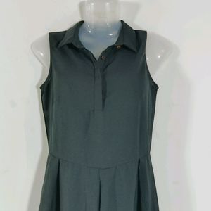 Black Plain Casual Jumpsuit (Women)