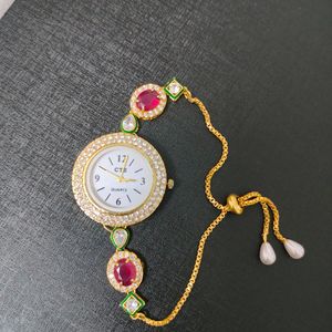 Kundan Analogue Watch For Women