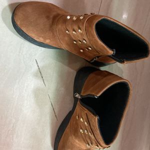 Shining High Heels Platform Coffee Brown boots