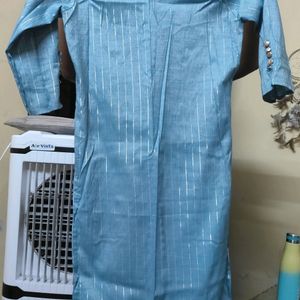 Blue Lined Straight Kurta