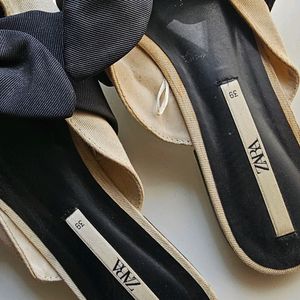 Zara Mule Footwear With Bow