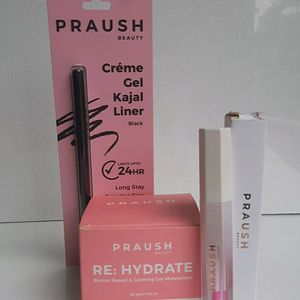 Praush Combo Lip Gloss, Moisturizer, Kajal