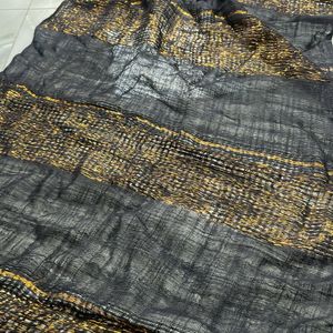 Black Dupatta Wid Golden Stripes